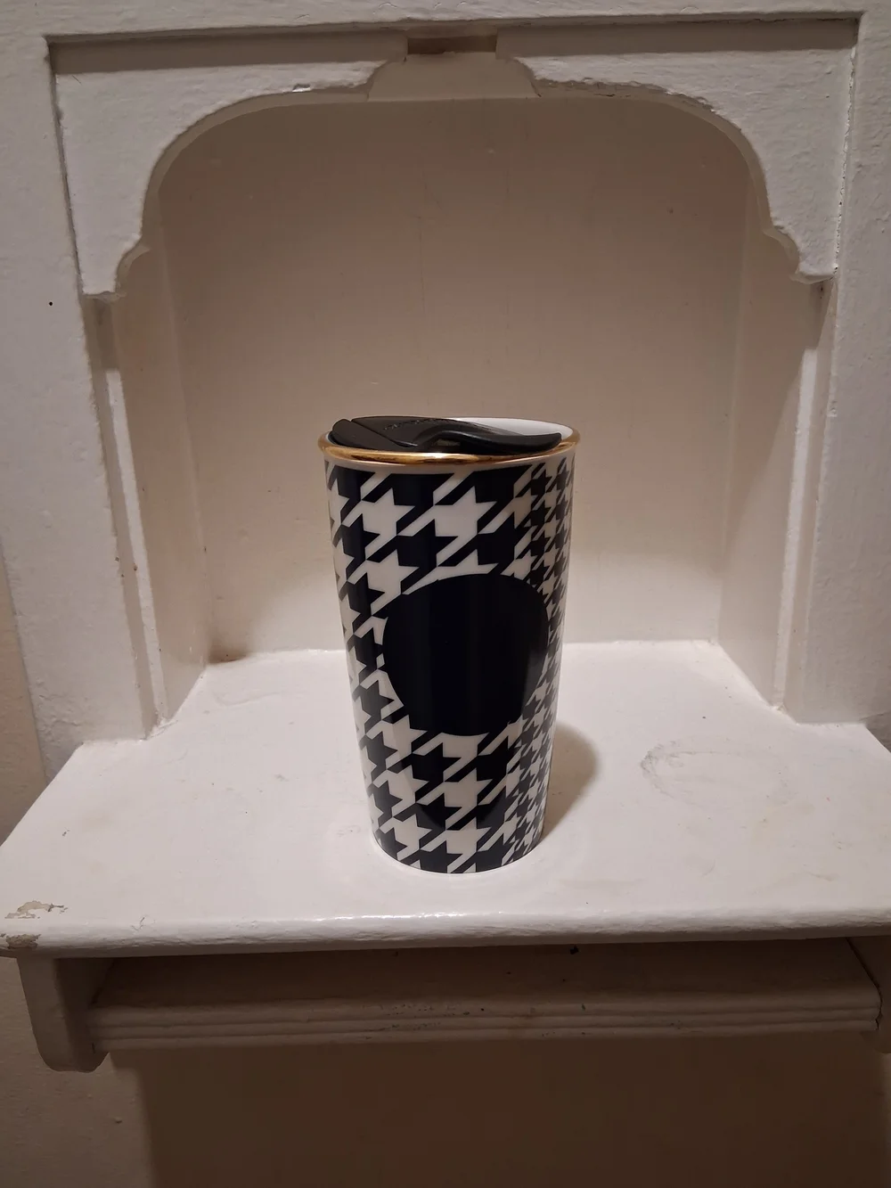 Starbucks Houndstooth Ceramic Travel Tumbler With Lid